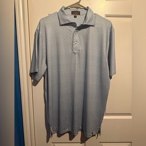 Rafter C Light Blue Patterned Polo Snap Shirt - Medium